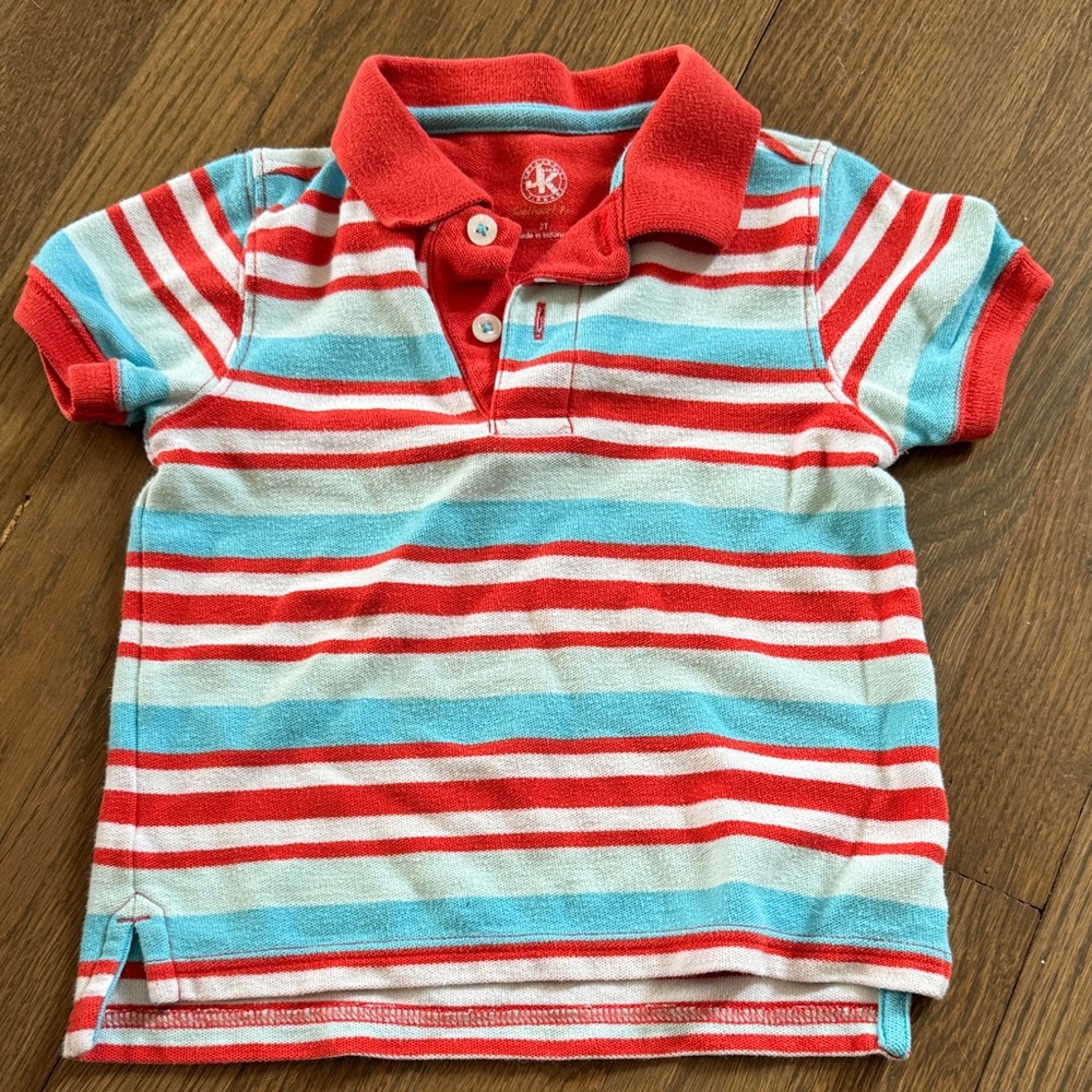JK boys, J kacki Striped Kids Polo Shirt - Red, white and blue 2T VGUC